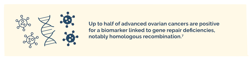 Up to half of advanced ovarian cancers are positive for a biomarker linked to gene repair deficiencies, notably homologous recombination.